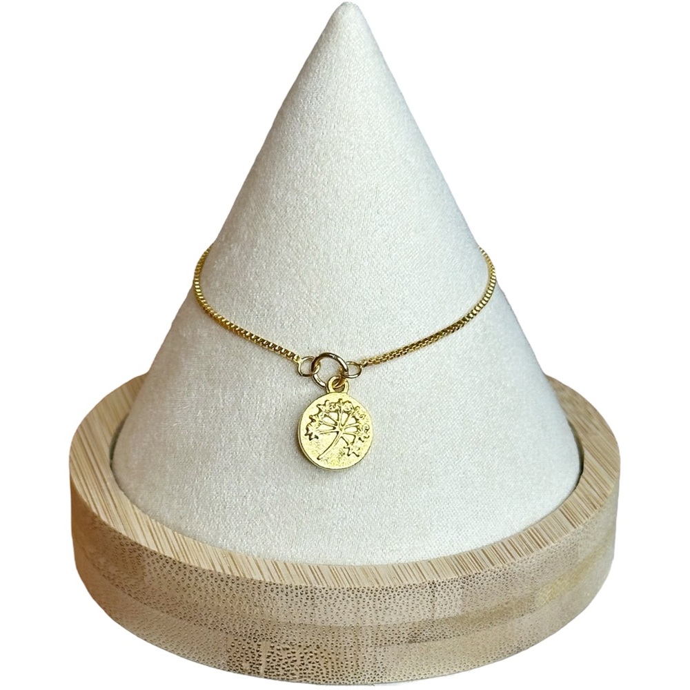MK Signed Dandelion Charm Whimsical Gold Tone Adjustable Bracelet Like New